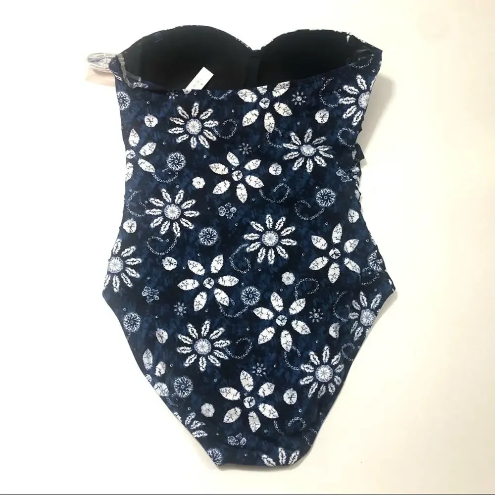 Bleu Rod Beattie floral bandeau onepiece swimsuit